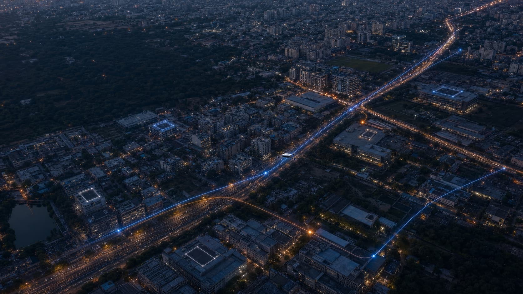 Proposed AI-coordinated delivery network connecting trusted nodes across Hyderabad