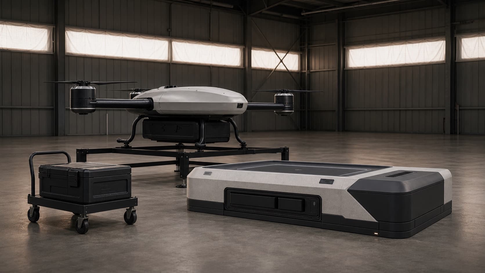 Proposed Avyra Air aircraft, secure cargo cassette and Smart Landing Pod presented as one system